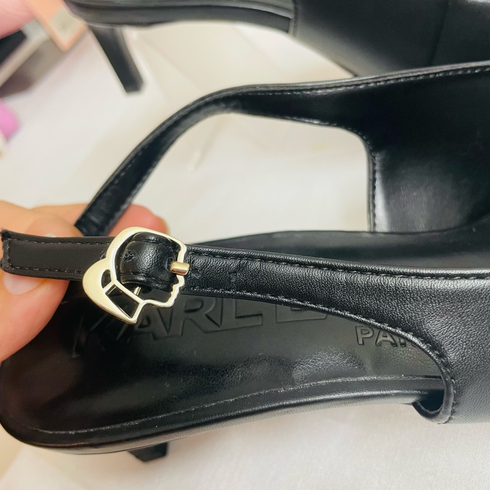 Karl Lagerfeld Paris Heels Black logo charms Size US 9 M - Picture 9 of 10